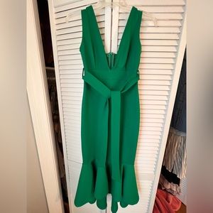 Plunge Neck Ruffled Midi Dress Fit and flair - size s - Brand New